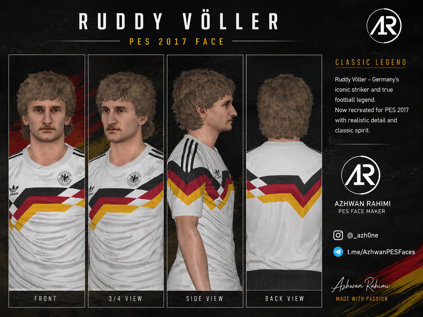 RUDI VÖLLER 1990 Face for Pes 2017 by Azhwan Rahimi
