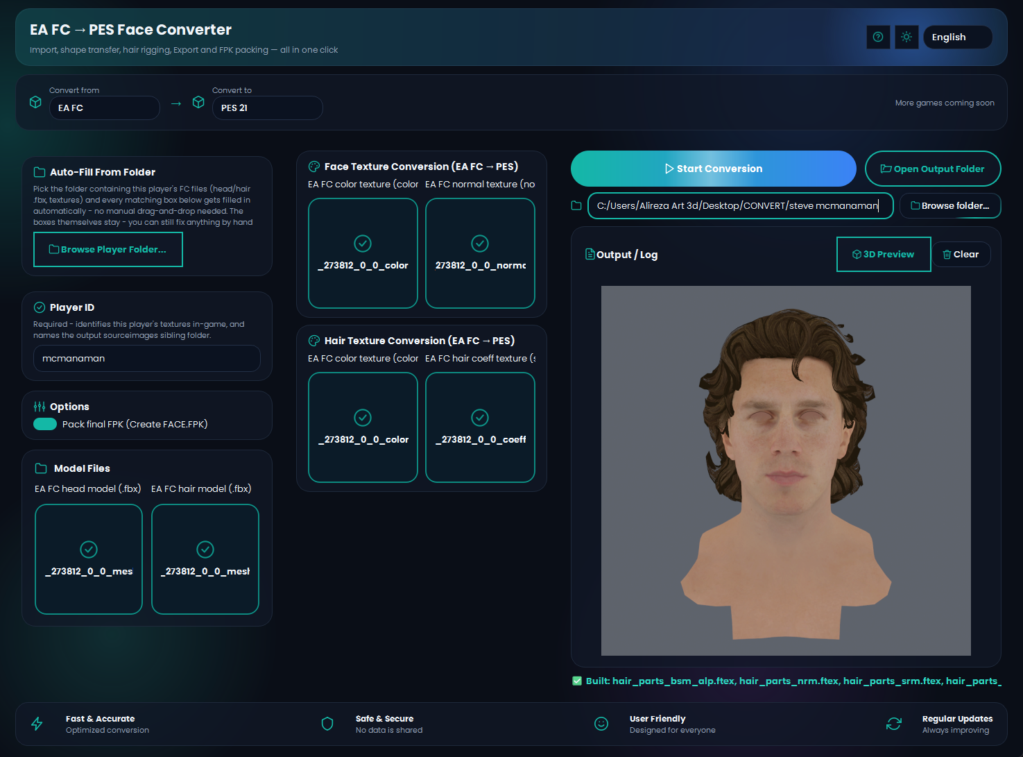 EA FC to PES 21 Face & Hair Converter